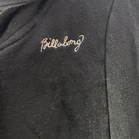 Black Billabong sweatshirt-material button-up hoodie. Wooden buttons, Size M - Picture 2 of 8